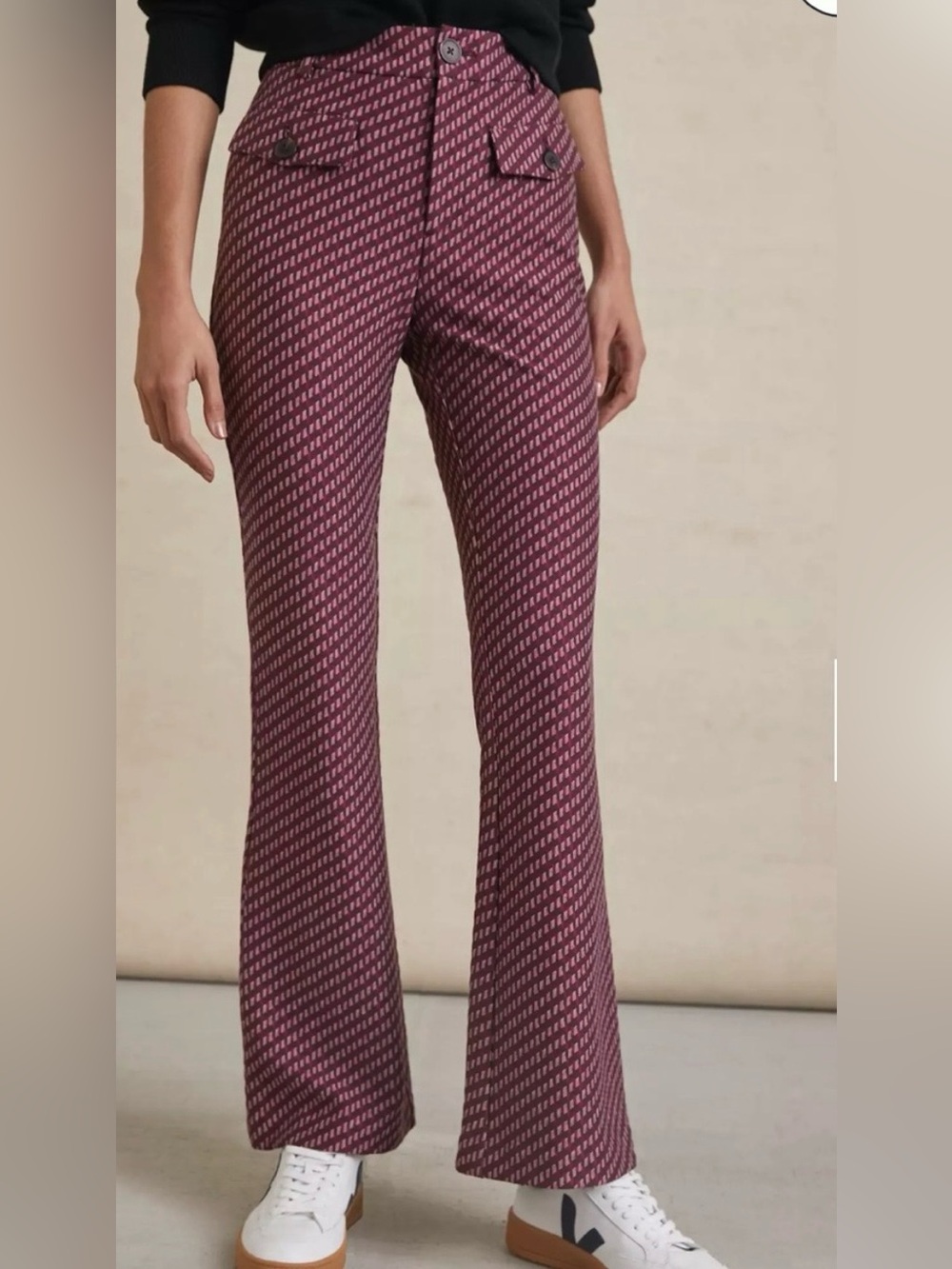 Anthropologie The Essential Purple/Pink Flare Pants Office Work Trousers. Size 6